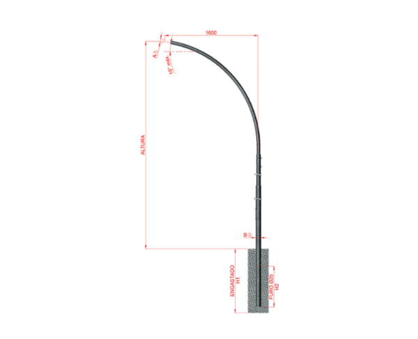 Poste Teleconico Curvo Simples - Engastado - 4 a 12 metros - Image 2